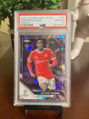 2021-22 Topps Chrome UEFA UCL Sapphire Anthony Elanga Rookie Purple /25 PSA 10!! - Image 1 of 3