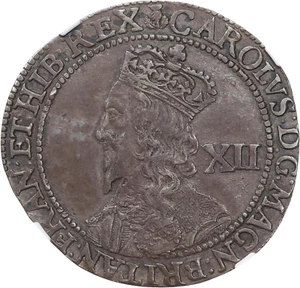 (1637-42) SCOTLAND CHARLES I 12 SHILLINGS MM:THISTLE S-5562; KM84 NGC AU DETAILS - Picture 1 of 4