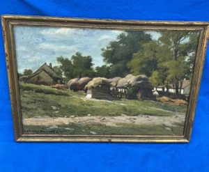 Cuadro Paisaje con casas borrosamente firmado con marco - Imagen 1 de 20