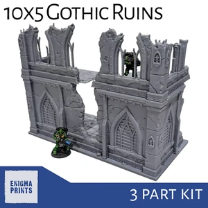 10x5 Gothic Ruins (Closed Windows) - 28mm 3D Printed Terrain Tabletop Wargaming - Picture 1 of 9
