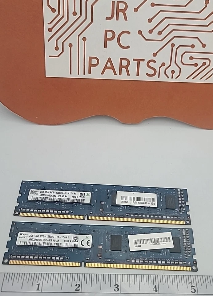 Hynix 4GB (2GB X 2) DIMM 1600 MHz DDR3 Memory (HMT325U6CFR8C-PB) 12800U 11-12-A1 - Image 1 of 4