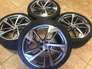 19" FIT Audi RS7 A8 Style Replacement Rims Wheels Tires 255-35-19 Grey Machn'd  - Picture 1 of 8