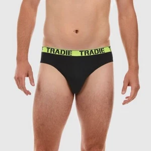 Mens Tradie 4 Pack Sizes S-2XL Cotton Briefs Hipster Underwear Black Fluro Pack - Foto 1 di 5