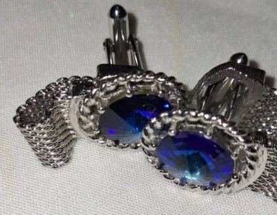 Gemelos Dante redondos azul estrás tono plata  Foto 1 de 4