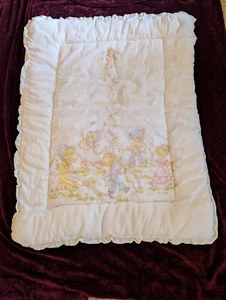 Vintage 70's Baby Crib Duvet Quilt White 36"x 28" Polyester Made in England VGC - Picture 1 of 6