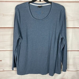 Ann Harvey Top Womens 4 US 26 28 Blue Scoop Neck T-Shirt Long Sleeve Knit Solid - Picture 1 of 6