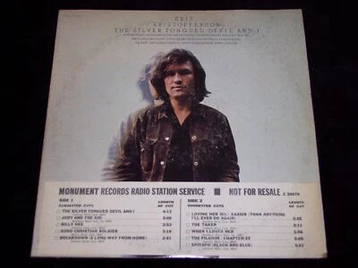 KRIS KRISTOFFERSON & "THE SILVER TONGUED DEVIL AND I", EX FRESH w/chart PROMO LP - Image 1 of 4