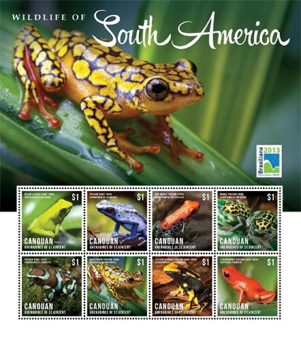 Canouan 2013 - Wild Life - Frogs - Sheet of 8 Stamps - MNH Cover