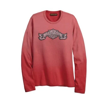 NEU Harley-Davidson Damen Langarm Jersey Applikation T-Shirt, Rot, Large - Bild 1 von 2