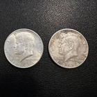 Two 1964 Kennedy Half Dollars 90% Silver 50c Us Coins