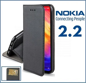 CUSTODIA A PORTAFOGLIO LIBRO per NOKIA 2.2 COVER FLIP MAGNETICA PELLE NERA - Zdjęcie 1 z 6