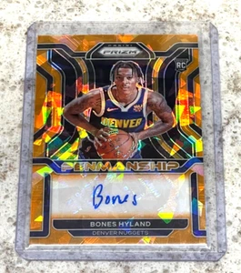 BONES HYLAND ~ 2021-22 Prizm ROOKIE Penmanship Auto RP-NAH Orange Ice Prizm RC - Picture 1 of 3