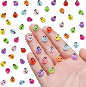 100 Pieces Colorful Mini Ladybug Decor for Crafts Dollhouse Miniature Things Tin - Picture 1 of 7