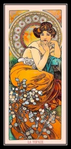 Imán de nevera La Tropaze Alphonse Mucha vintage impresión artística en lona 5x10 grande - Imagen 1 de 2