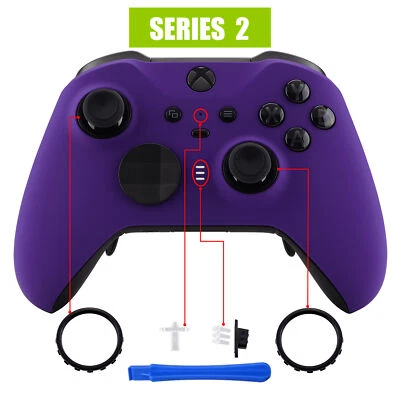 EXTREMERATE Soft Touch Purple Faceplate Cover Top Shell Case for Xbox One Elite 2 Controller