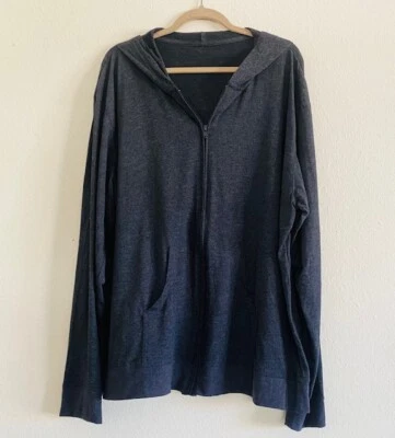 1X/2X Nova Camiseta de Algodão Cinza Carvão Malha Yoga Moletom Jaqueta de Trilha Bolsos - Imagem 1 de 4