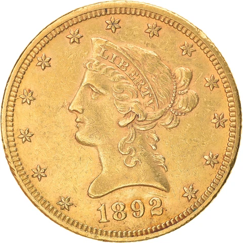 [#866716] Coin, United States, Coronet Head, $10, Eagle, 1892, U.S. Mint, Philad Cover