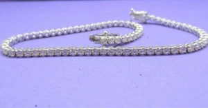 3MM Round Excellent Lab Created Diamond 14k White Gold Plated 925 TennisBracelet - Picture 1 of 2