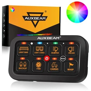 AUXBEAM RGB 8 Gang Switch Panel LED Circuit System 12V-24V Car/Marine Off Road - Picture 1 of 11