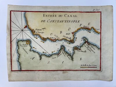 CONSTANTINOPLE TURKEY 1764 JOSEPH ROUX 古董雕刻海图 18 世纪 — 第 1/2 张图片