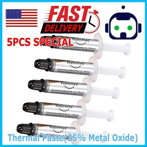 5 Pack Silver Thermal Grease CPU Heatsink Compound Paste Syringe 5X - Picture 1 of 9