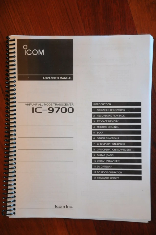 ICOM IC-9700 Advanced Manual. Coil bound and color by Dr. KB7QPS - Image 1 of 1