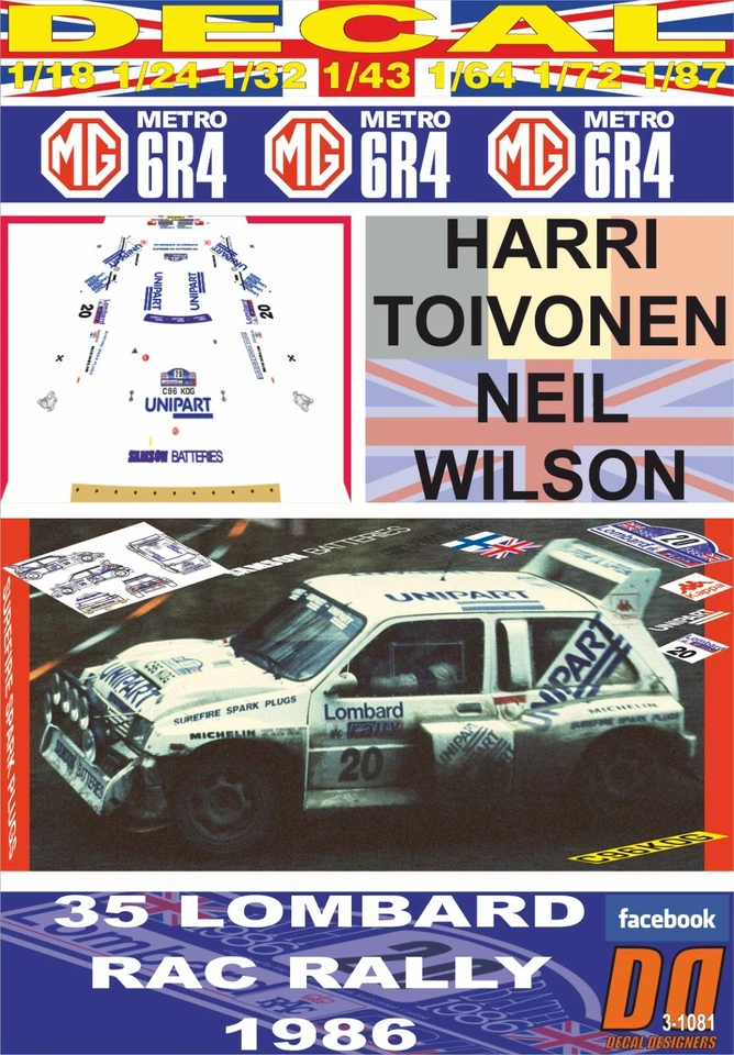 DECAL MG METRO 6R4 HARRI TOIVONEN RAC R. 1986 DnF (06) - Image 1 of 1