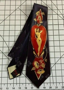 RARE Vintage 30s 40s Swing Era Pin Up Girl Women Mens Necktie Neck Tie - Picture 1 of 6