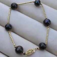 10-11mm natural south sea black pearl 14k yellow Gold necklace