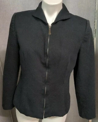 Chaqueta Para Mujer Enrico Fratelli 12 Cremallera Completa Negra Con Cuello Plegable Foto 1 de 4