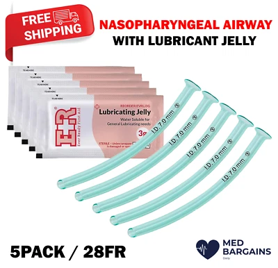 EVERREADY FIRST AID Ever Ready First Aid Nasopharyngeal Airway 28FR w Packet of Lubricant Jelly 5PCS