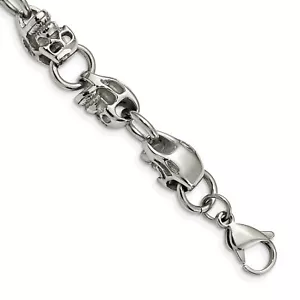 Chisel Stainless Steel Polished Skull Link 8.75 inch Bracelet SRB171 - Picture 1 of 6