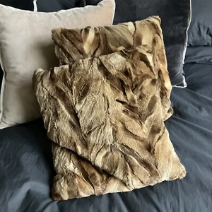 Pair of Real Fur Sheared Mink Cushions - Picture 1 of 12