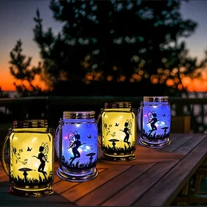 4-Pack Fairy Christmas Solar Lanterns - Colorful & Warm White Lighting Decor - Picture 1 of 9