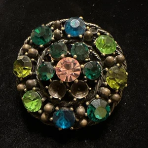 Vintage Brooch Multicolored *Missing Rhinestones (Lot #196) - Picture 1 of 4