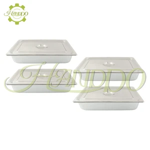 Paquete de 4 contenedores de almacenamiento de bandeja de acero inoxidable de 3,7" de tamaño completo para restaurante - Imagen 1 de 13