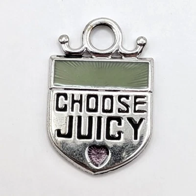 Y2K Juicy Couture Elige Juicy Love G&P Esmalte Escudo Bolso Dije Colgante Llavero Foto 1 de 2