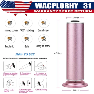 Electric Foot File Callus Remover Adjustable Speed Dermave Feet 60X Sand Discs - Image 1 of 4