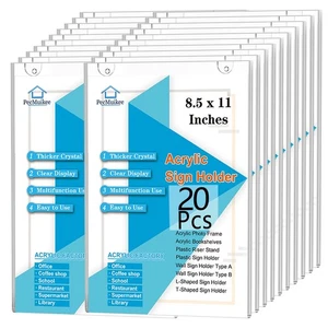Acrylic Sign Holder 8.5x11, Wall Mount Acrylic Sign Holder and Plastic Paper ... - Picture 1 of 7
