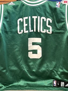 Adidas Boston Celtics Jersey Youth Size L Green NBA Kevin Garnett #5 Polyester - Picture 1 of 6