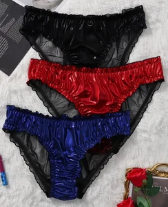 3er Pack Satin & Netz Slip Cheeky Panty Hot Sexy Naughty Slippery Gr. 1XL 🔥 - Bild 1 von 5
