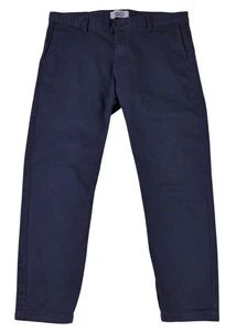 Naked & Famous Navy Blue Garment Dyed Cotton Chino Flat Front Pants 34 Cropped - Picture 1 of 6