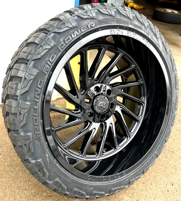 4x 22x12 Evok EV505 ¡Ruedas y neumáticos! Ford F250 F350 8x170 negro brillante Foto 1 de 4