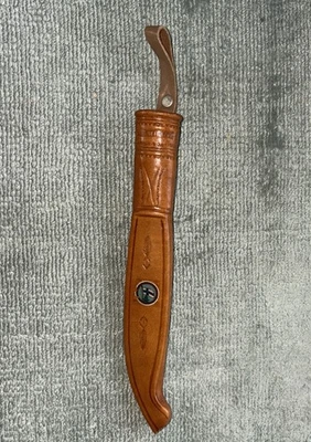 "Funda de cuchillo de cuero de filete hecha en Finlandia de colección para hoja de hasta 5""" Foto 1 de 4