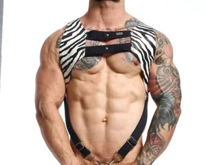 Male Basics Crop Top C-Ring Harness - Picture 1 of 35