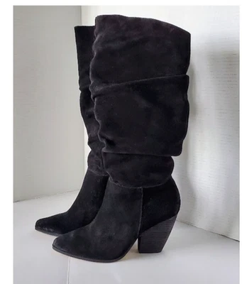 NUEVAS Botas Charles David Negras Gamuza Hasta la Rodilla Inclinadas Talla 8.5 Y2K Informales Chic Foto 1 de 4