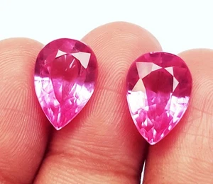 Certified 8 to 10 Ct Pear Cut Natural Light Pink Sapphire Pair Loose Gems RL29 - Picture 1 of 7