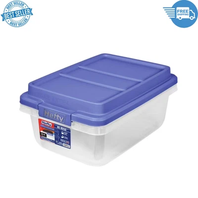 Fuerte 18 cuartos Cubo de almacenamiento transparente con cierre con tapa azul HI-RISE, envío gratuito Foto 1 de 4