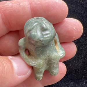 Pre Columbian High Detail Human Effigy Jade 1.1/2”T From Guatemala PC511 - Picture 1 of 11