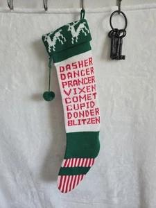 1979 Kurt Adler Reindeer Names knit stocking vintage EUC - Picture 1 of 3